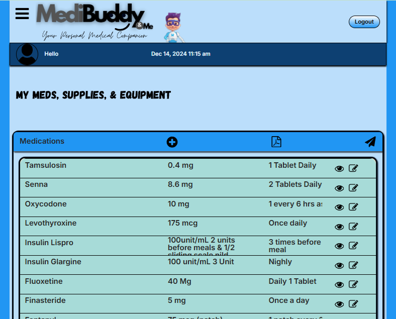 MediBuddy Medication List